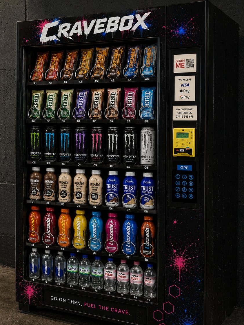 Cravebox vending machine in situ at Perform Fitness gym